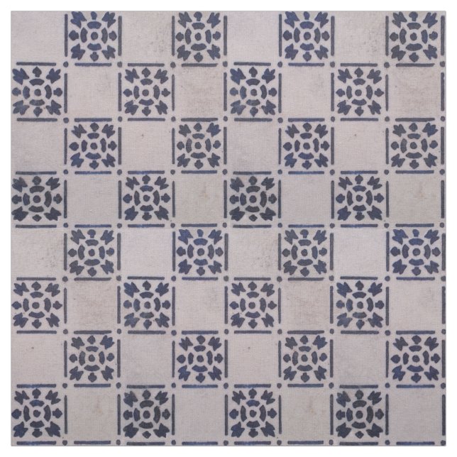 Tela Antiguo Delft Tile Blue: Patrón de arte holandés c (Retal)