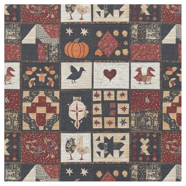 Tela Appliqué y geométrico primitivo de la granja (De cerca)
