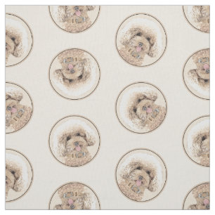 Tela Apricot de juguete de pintura de perro crema origi