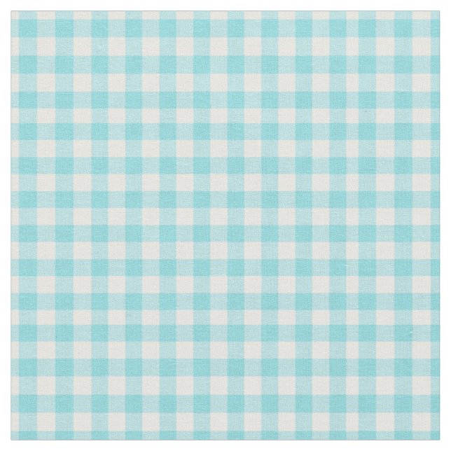 Tela Aqua Blue and White Checkered Gingham (De cerca)