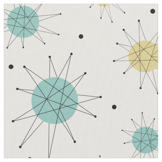 Tela Aqua Blue Yellow Franciscan Starburst MidCentavo (De cerca)