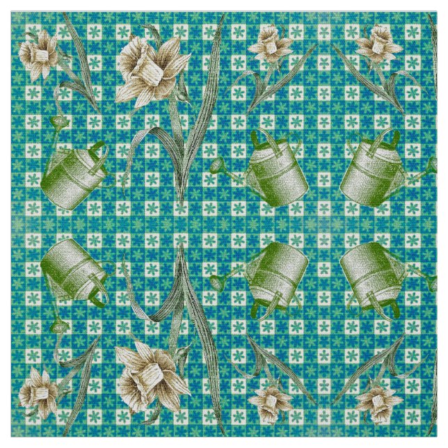 Tela Aqua Daffidols Fabric (Retal)