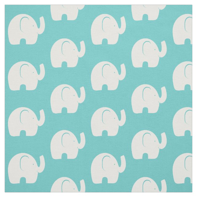 Tela Aqua del patrón de elefante blanco (Retal)