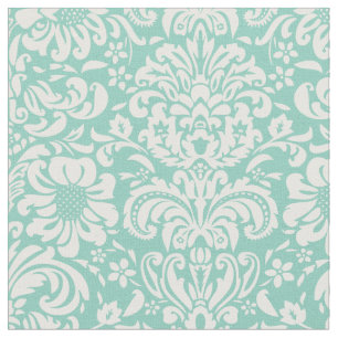 Tela Aqua Floral Damask