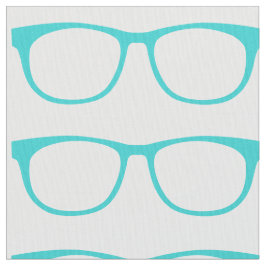Tela Aqua Hipster Geek Glasses Fabric