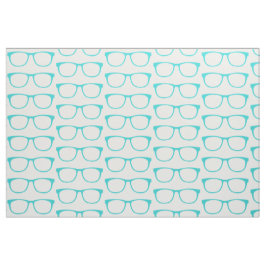 Tela Aqua Hipster Geek Glasses Fabric