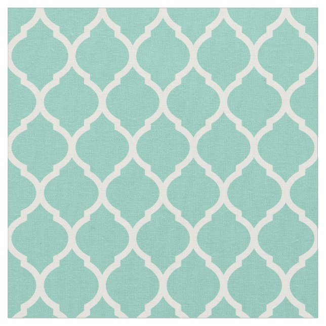 Tela Aqua Moroccan Quatrefoil (De cerca)