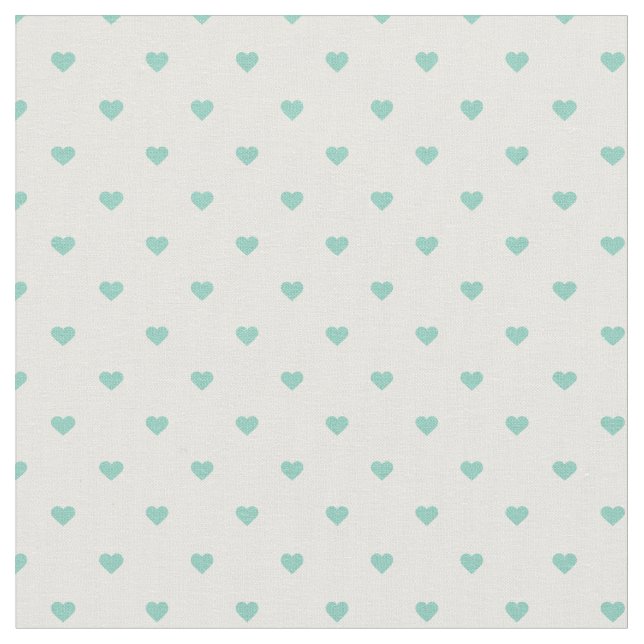 Tela Aqua Polka Dot Hearts (De cerca)