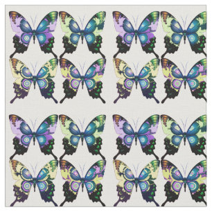 Tela Aqua, rosa y amarillo - Mariposas elegantes