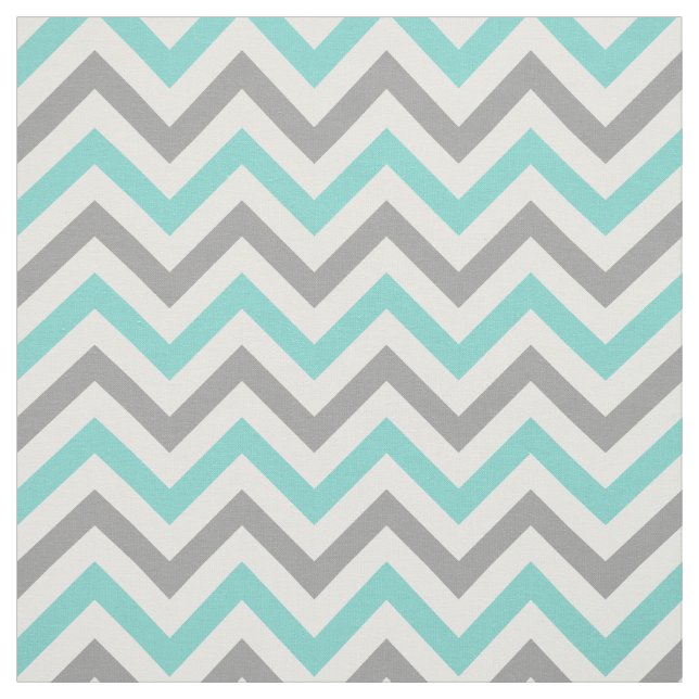Tela Aqua Turquoise, Gris Dk, Qué LG Chevron ZigZag Sz6 (Retal)