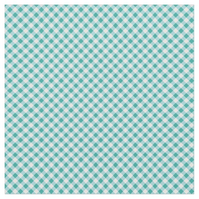 Tela Aqua White Gingham (De cerca)