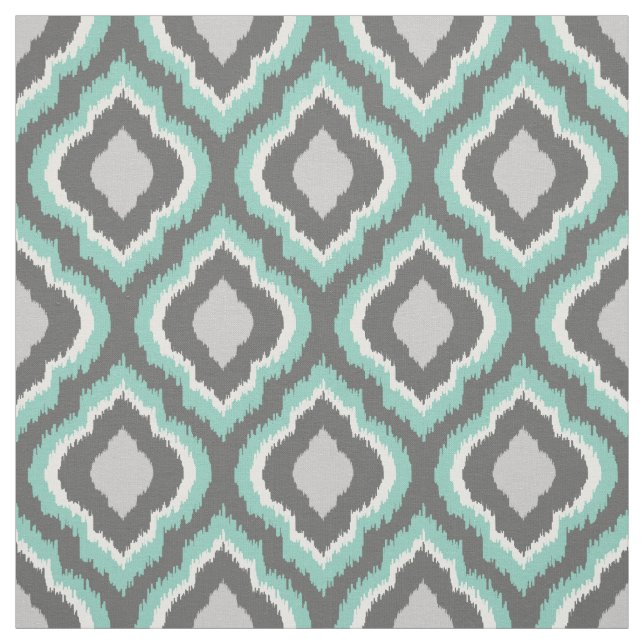 Tela Aqua y Gray Ikat marroquí (Retal)