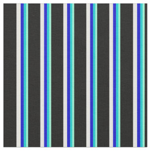 Tela Aquamarina, turquesa oscura, azul, blanco y negro