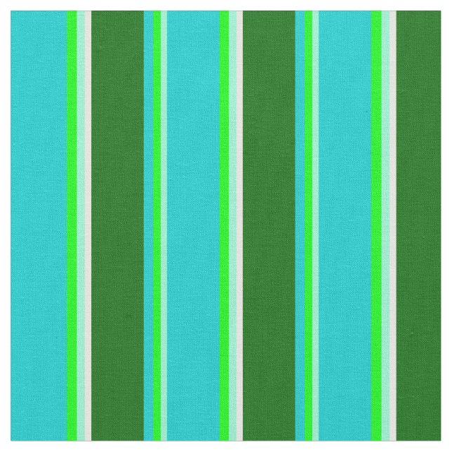 Tela Aquamarine, Lime, Turquesa, Verde y Mint Crema (De cerca)