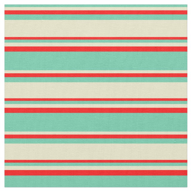 Tela Aquamarine, Pale Goldenrod y Red Pattern (De cerca)