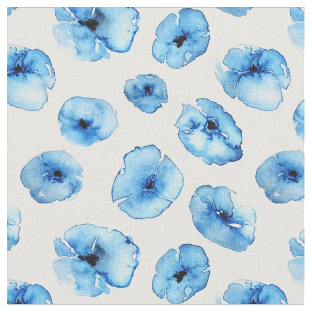Tela - Aquarelas Amapolas Azules (De cerca)