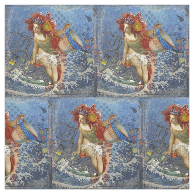 Tela Aquarius Mermaid Arte Gótico Azul (Retal)
