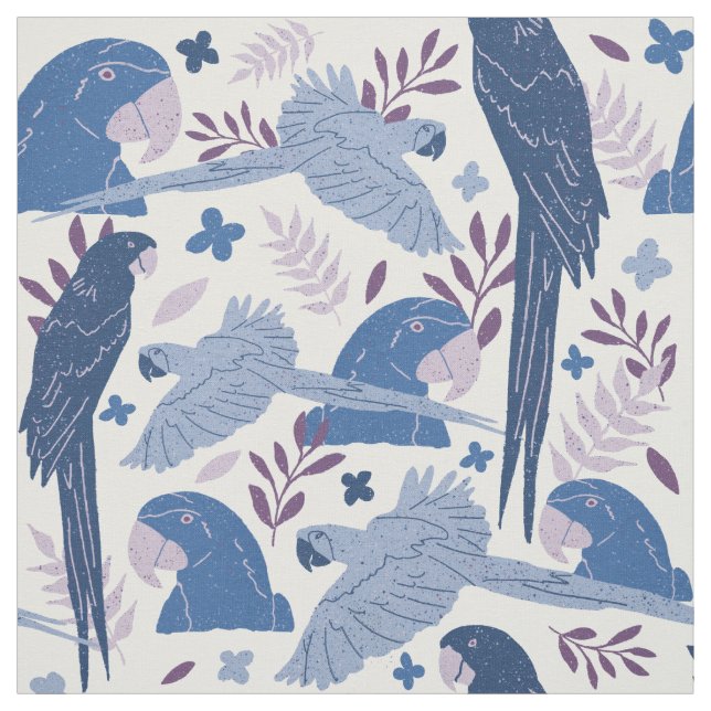 Tela Ara Parrot Azul Rosa Trópico (Retal)