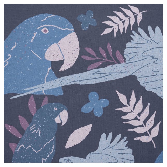 Tela Ara Parrot Azul Rosa Trópico (Retal)