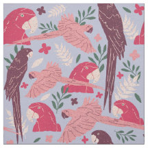 Ara Parrot Pink Burgundy Trópico Patrón de Hoja