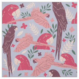 Tela Ara Parrot Pink Burgundy Trópico Patrón de Hoja