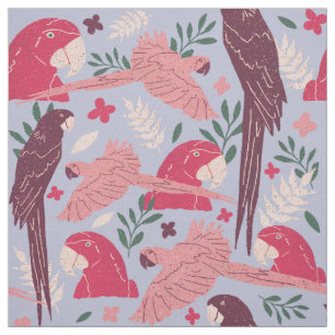 Tela Ara Parrot Pink Burgundy Trópico Patrón de Hoja