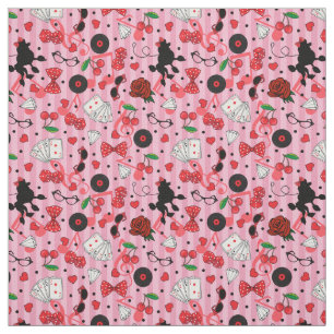 Tela Arándanos y Rosas de fideos Rockabilly 50