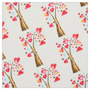 Tela Árbol de corazones caprichosos valemtines