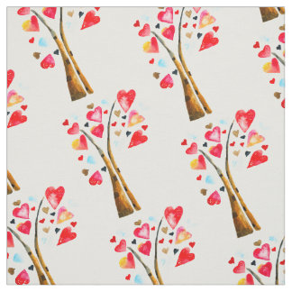 Tela Árbol de corazones caprichosos valemtines