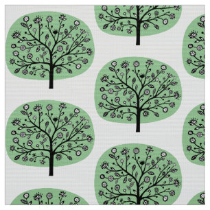 Tela Árbol de flores estilizado - verde desenfadado