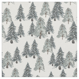 Tela Árbol de Navidad acuarela de invierno