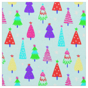 Tela árbol de navidad azul arte pop colorido