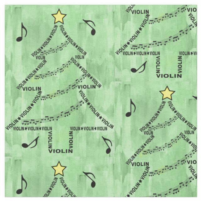 Tela Árbol de Navidad de texto de violín  (De cerca)