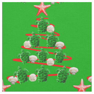 Tela Árbol de Navidad de tortugas del Mar Verde