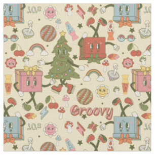 Tela árbol de navidad disco retro groovy de los 70