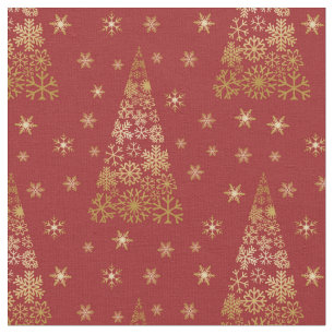 Tela Árbol de Navidad Elegante Rojo y Oro