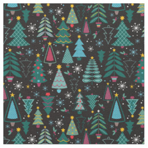 Tela Árbol de Navidad gráfico Imprimir fondo negro