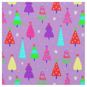 Tela árbol de navidad púrpura arte pop colorido