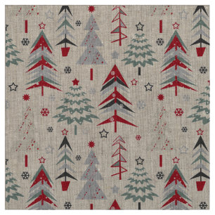 Tela  Árbol de Navidad. Rojo, verde