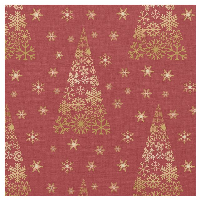 Tela Árbol de Navidad Rojo y Oro Elegante (De cerca)
