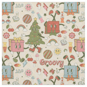 Tela árbol de navidad vintage groovy disco christmas