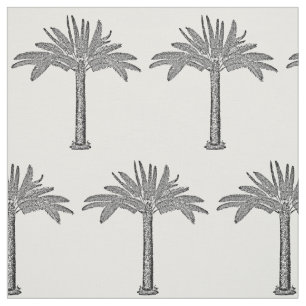Tela Árbol de palma tropical negro y blanco Cualquier c