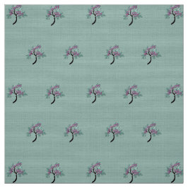 Tela Árbol Floral Elegante Verde + Ciruela 60" 