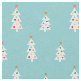 Tela Árboles blancos de Navidad livianos en azul claro