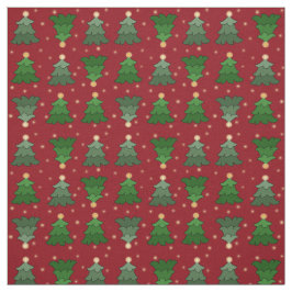 Tela Árboles de Navidad con estrellas en rojo Personali