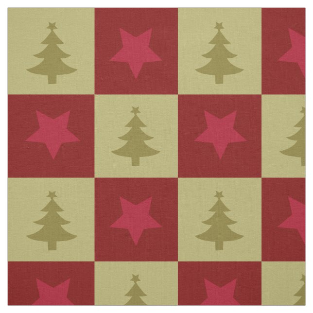 Tela Árboles de Navidad y patrones estelares Fabric (Retal)