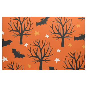 Tela Árboles tristes y patrones de Bat Halloween