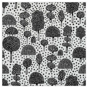 Tela Arboreto 230715 - Negro sobre blanco