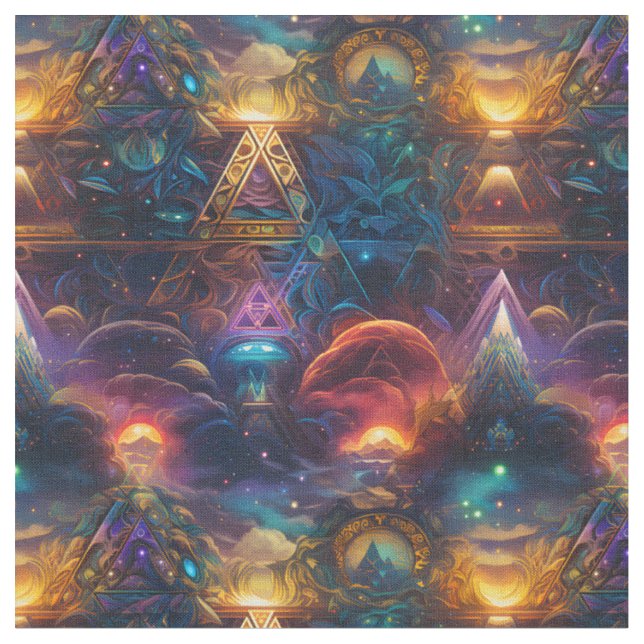 Tela Arcoíris Geométrico Abstracto (De cerca)