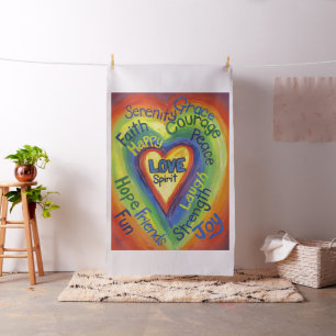 Tela Arcoiris Heart Love Art Material Tejido